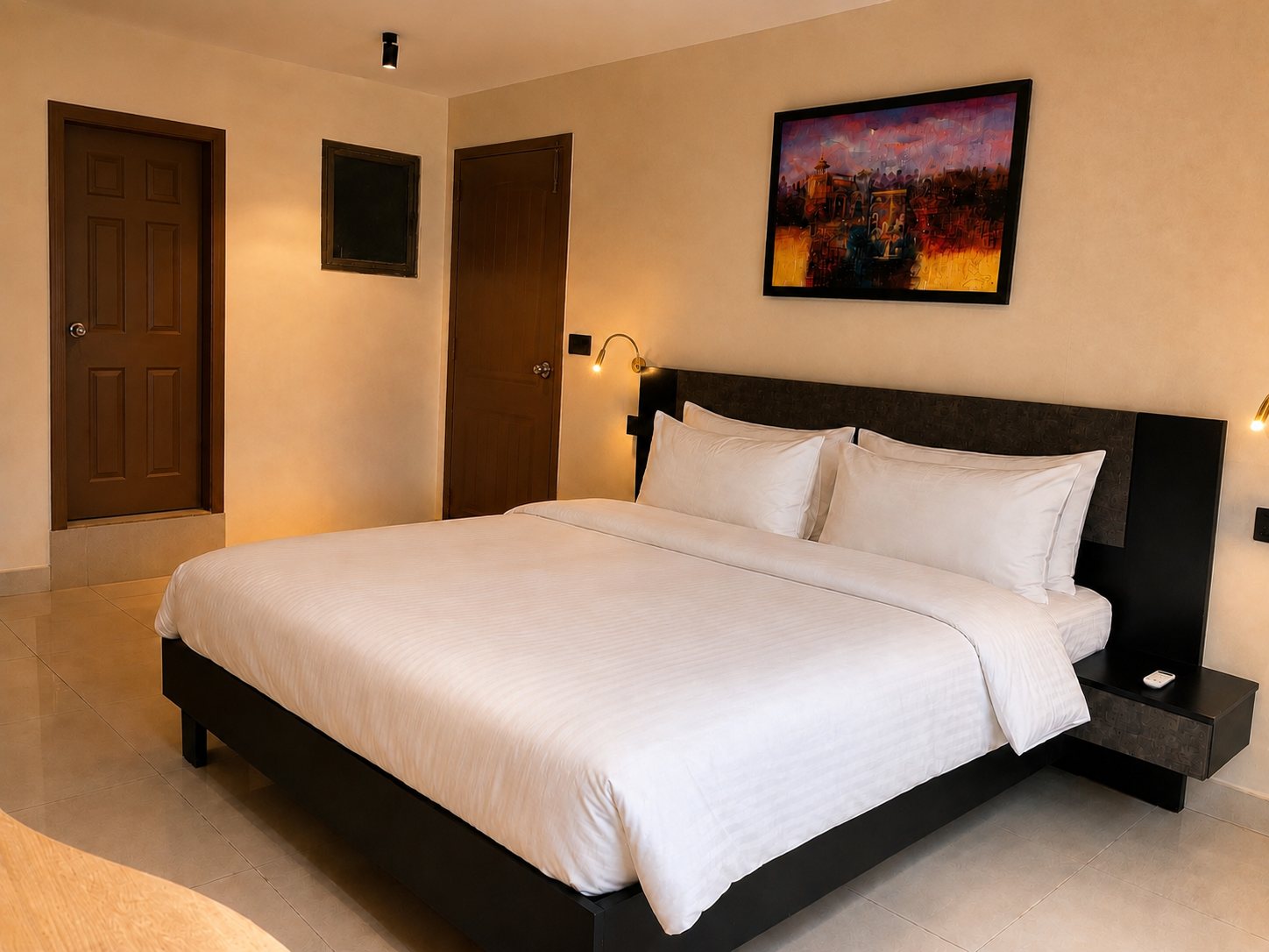 Bed and side table